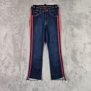 Mother Jeans Women 24 Blue Insider Step Fray High Rise Denim Stretch Striped